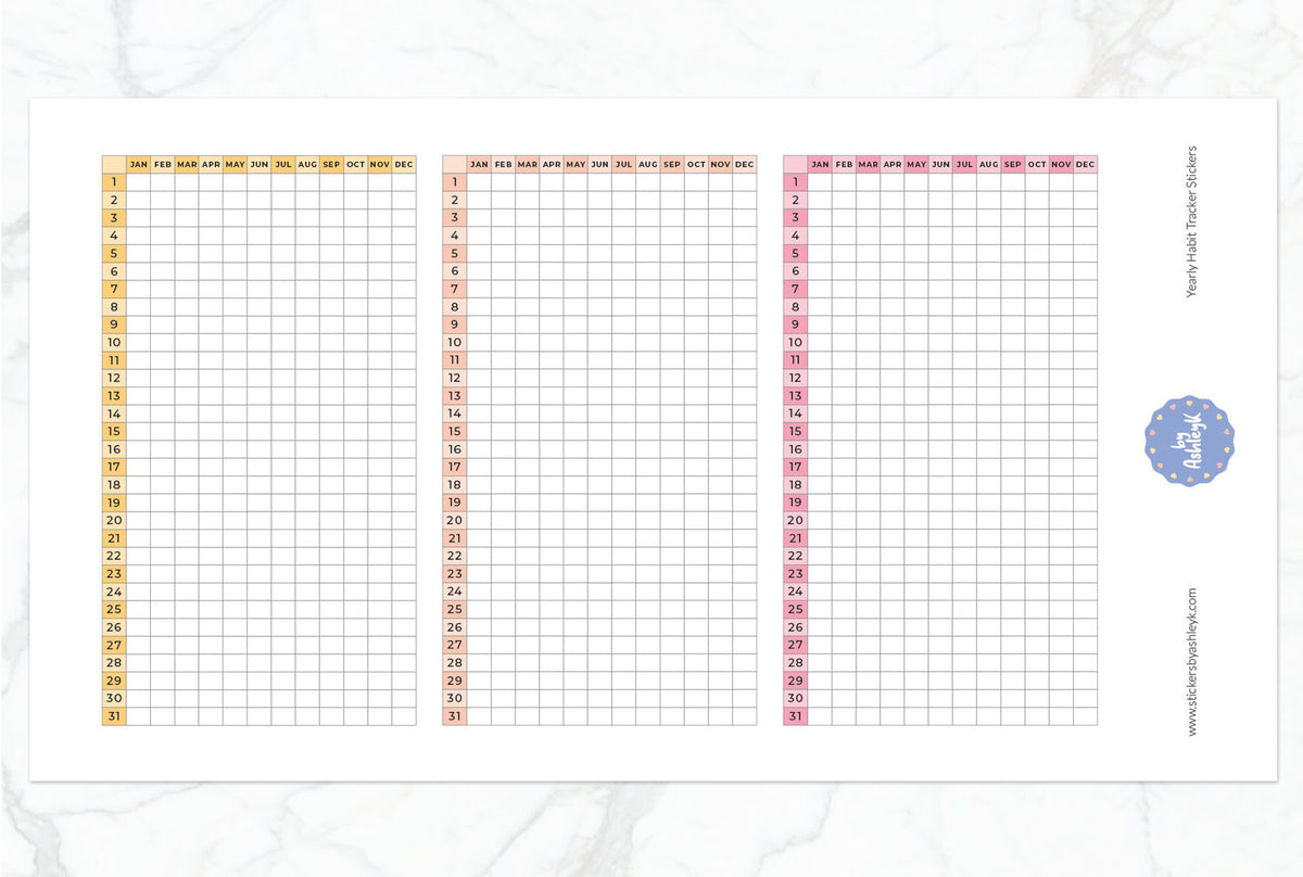 Yearly Habit Tracker Planner Stickers – Stickers by AshleyK