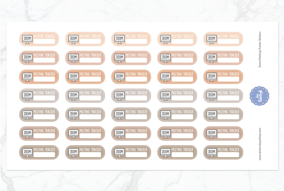 Zoom Meeting Tracker Planner Stickers - Beige Neutral