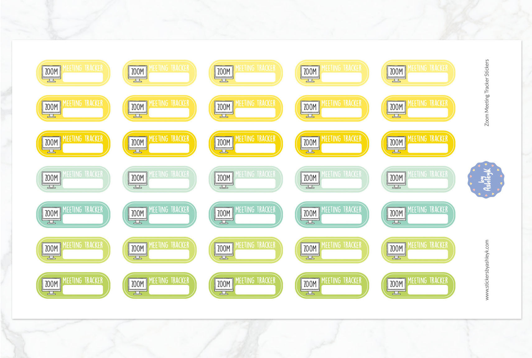 Zoom Meeting Tracker Planner Stickers - Lemon&Lime
