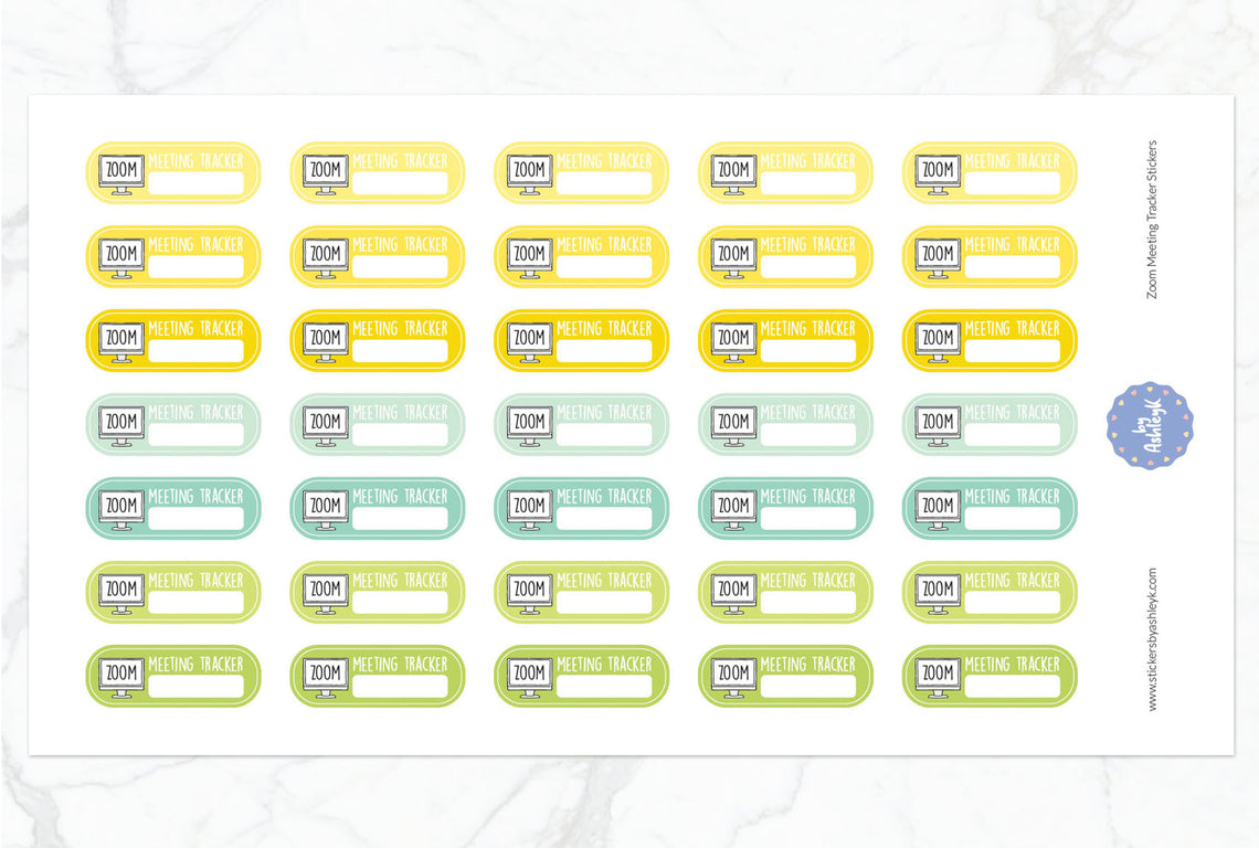Zoom Meeting Tracker Planner Stickers - Lemon&Lime