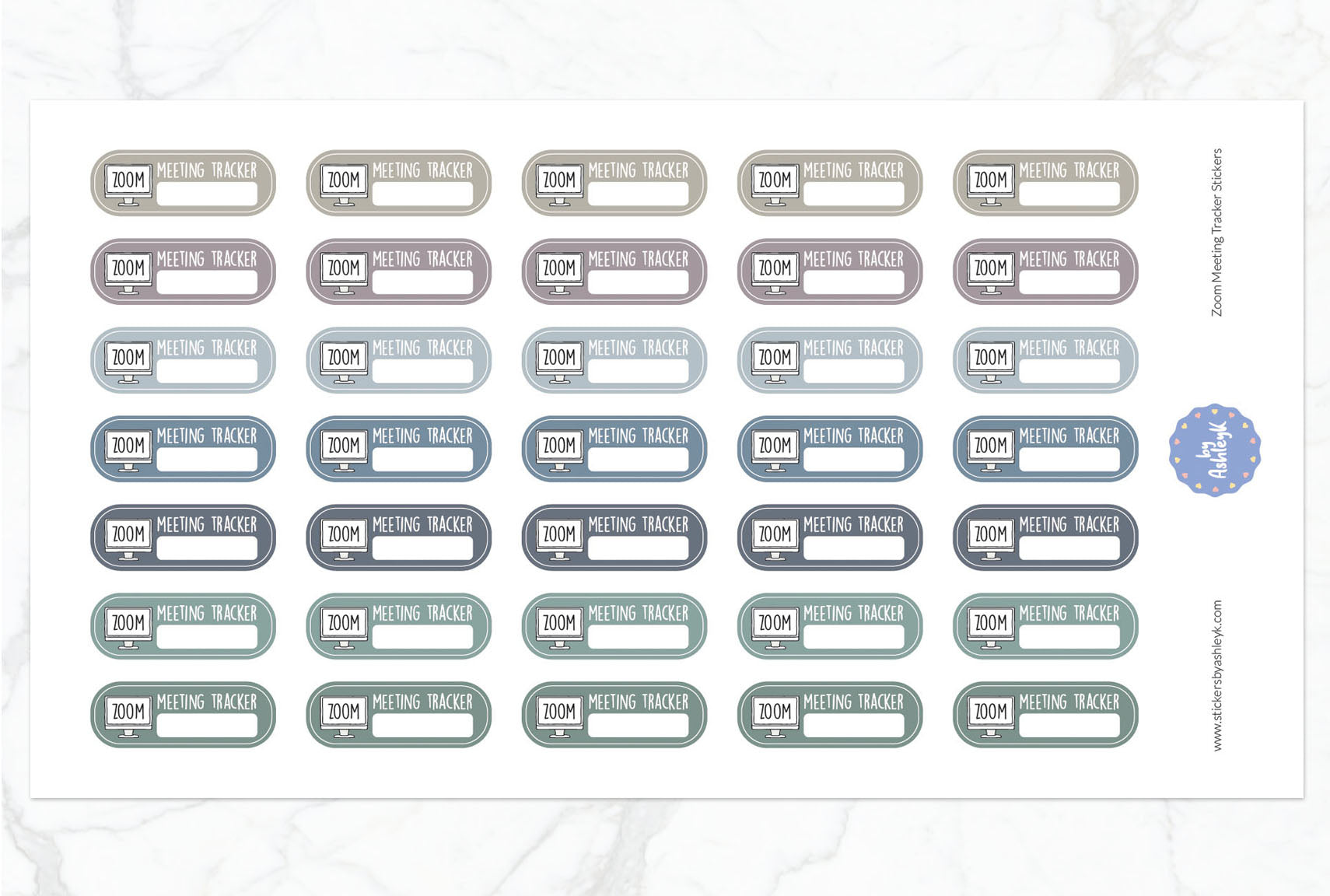 Zoom Meeting Tracker Planner Stickers - Modern Neutral