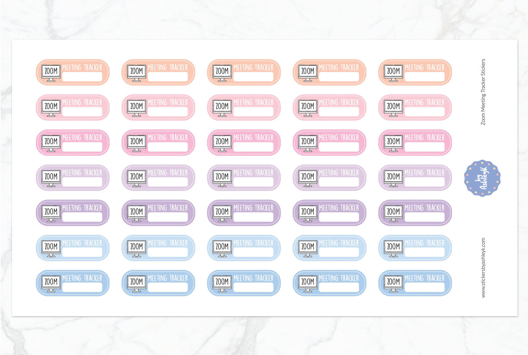 Zoom Meeting Tracker Planner Stickers - Pastel Sunset