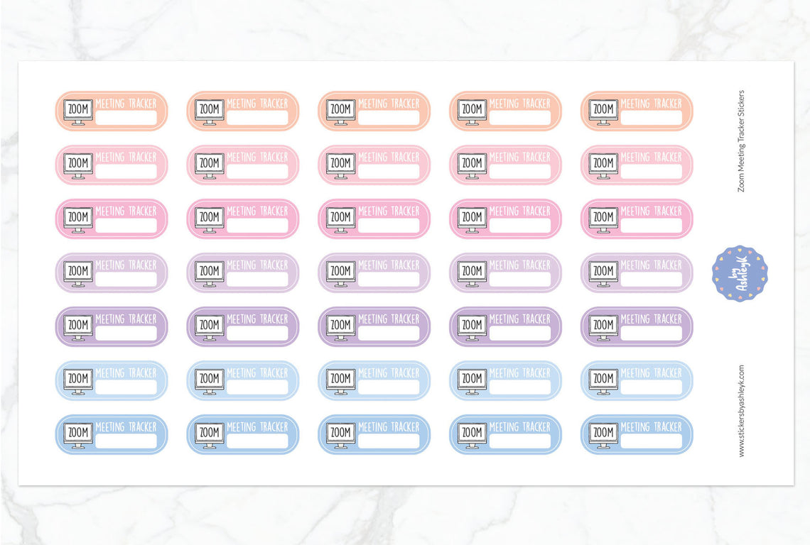Zoom Meeting Tracker Planner Stickers - Pastel Sunset