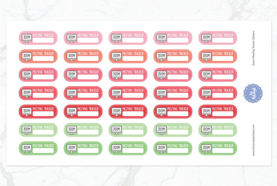 Zoom Meeting Tracker Planner Stickers - Strawberry