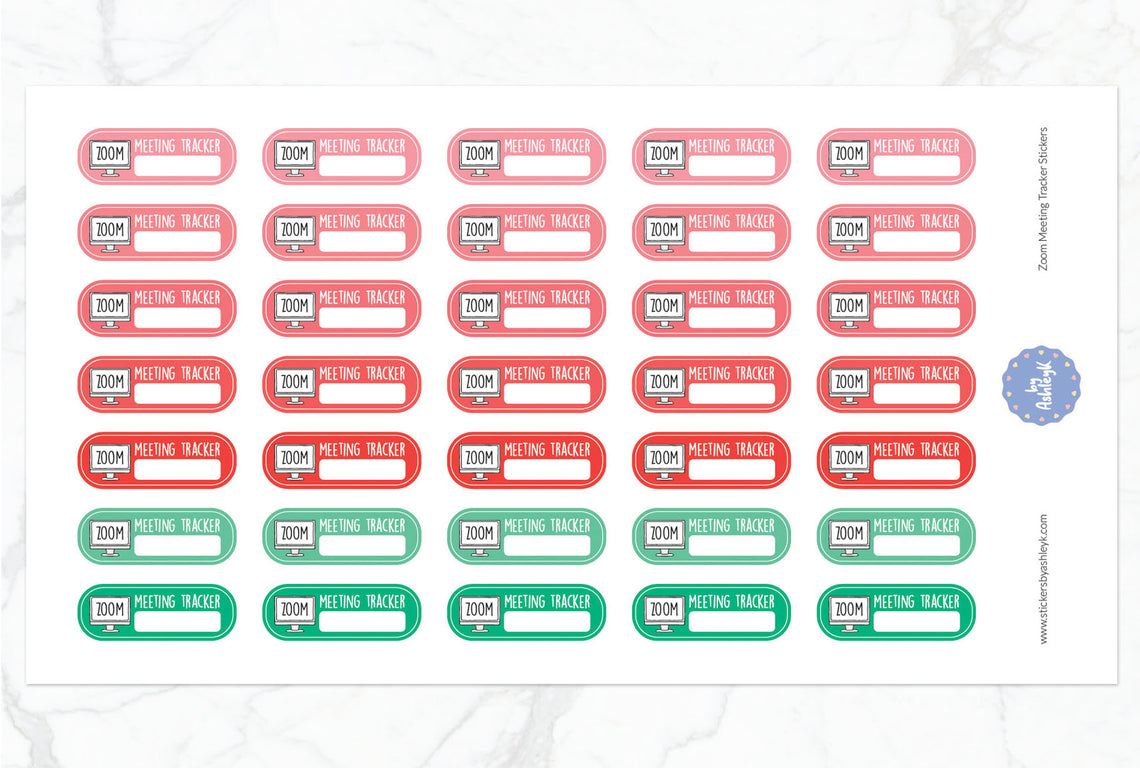 Zoom Meeting Tracker Planner Stickers - Watermelon