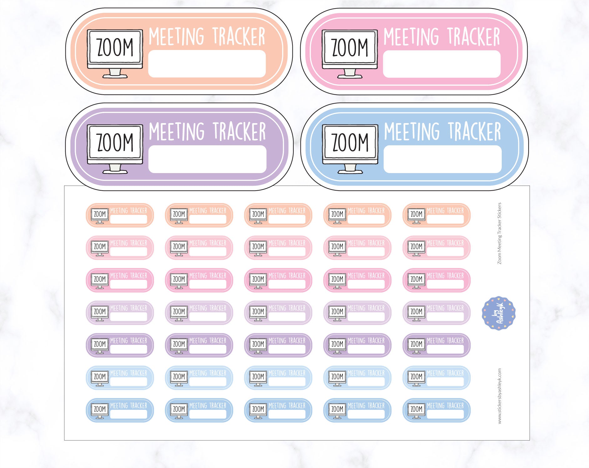 Zoom Meeting Tracker Planner Stickers