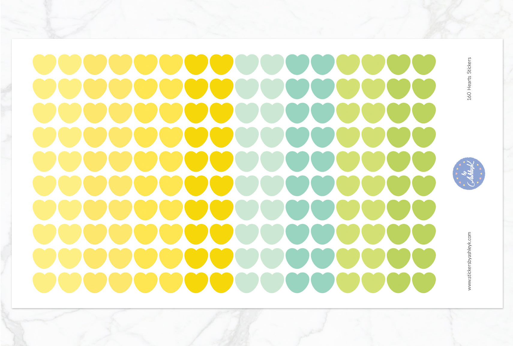 160 Heart Stickers - Lemon&Lime