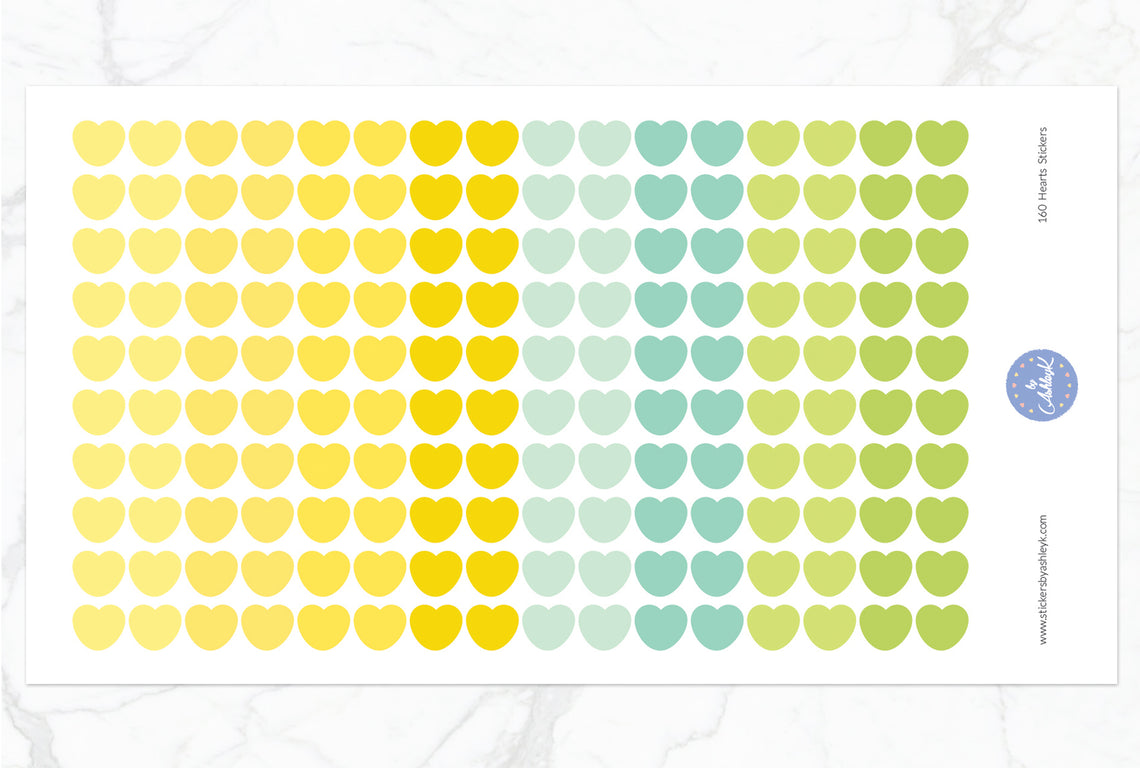 160 Heart Stickers - Lemon&Lime