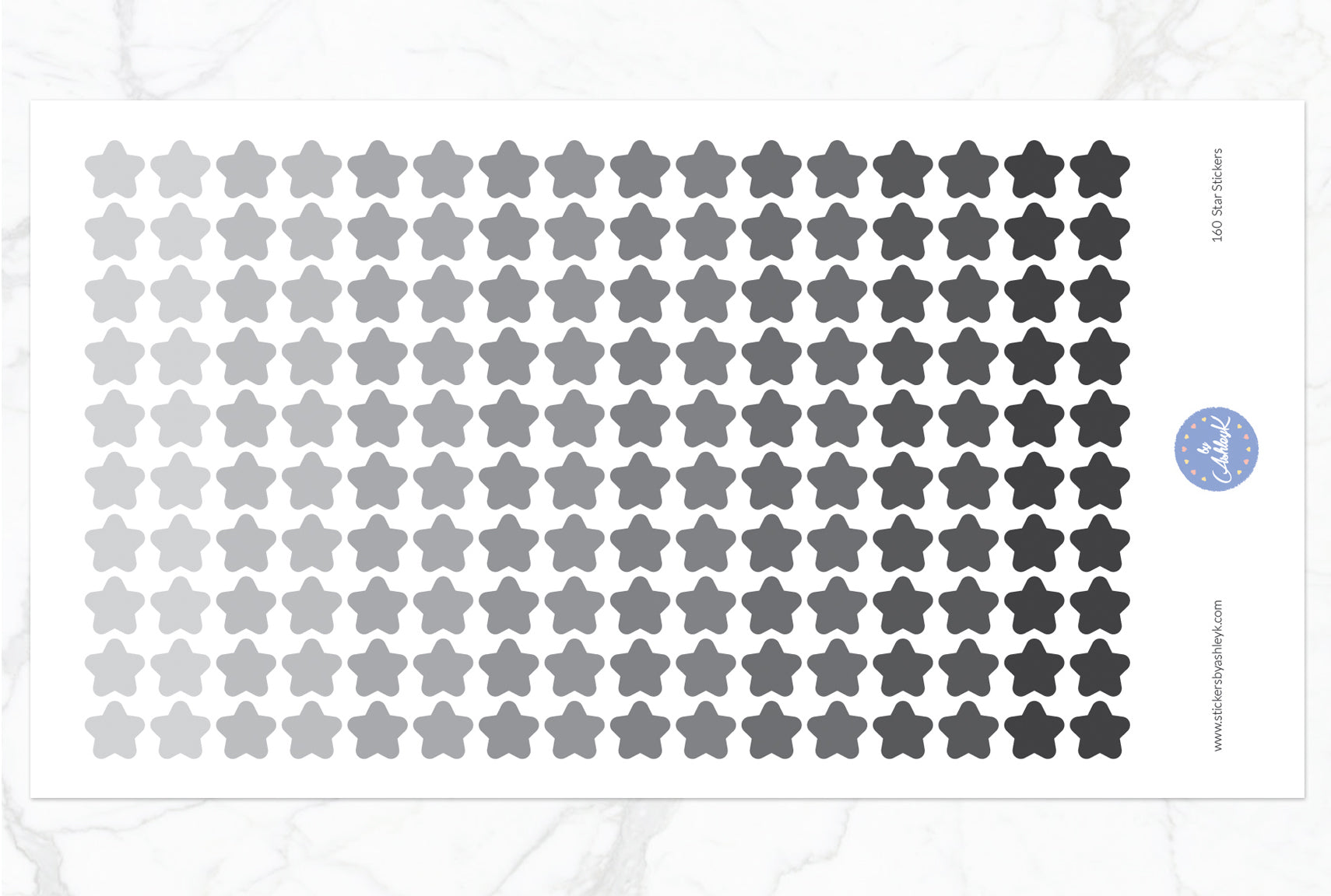 160 Star Stickers - Monochrome