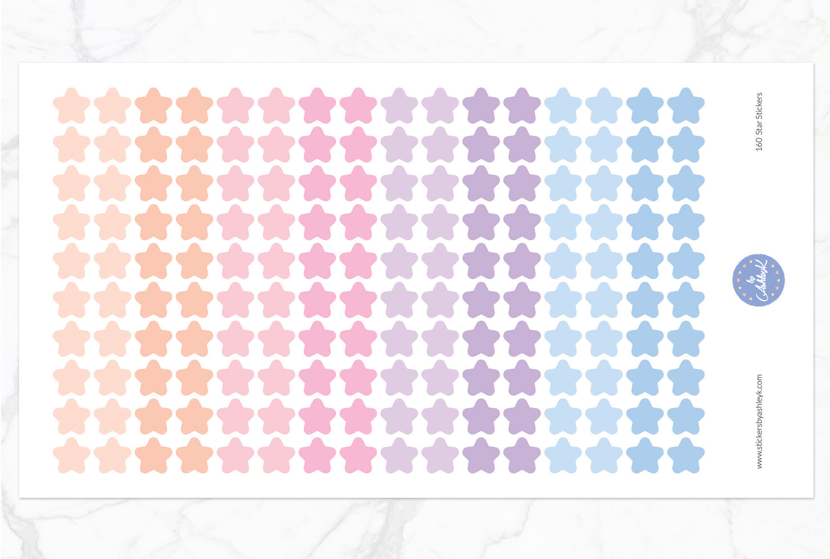 160 Star Stickers - Pastel Sunset
