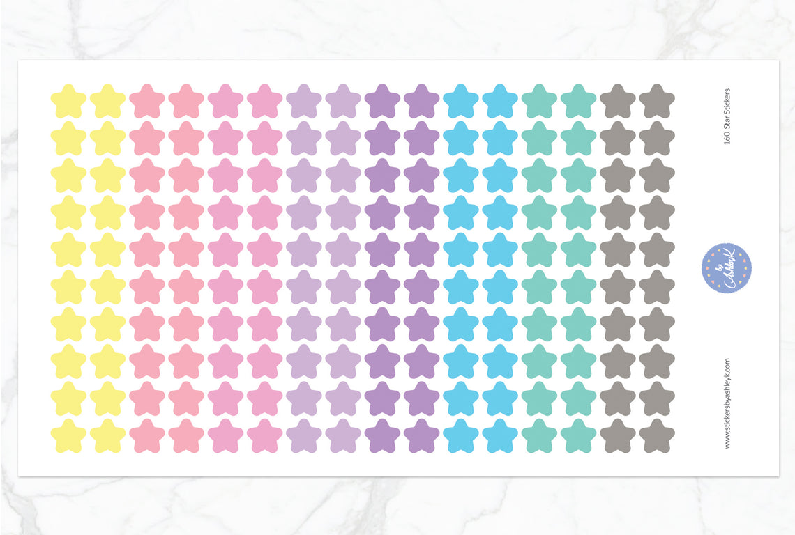 160 Star Stickers - Pastel
