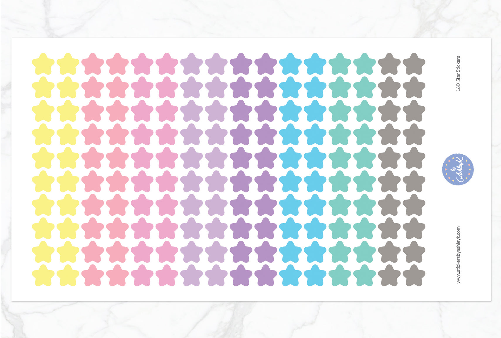 160 Star Stickers - Pastel