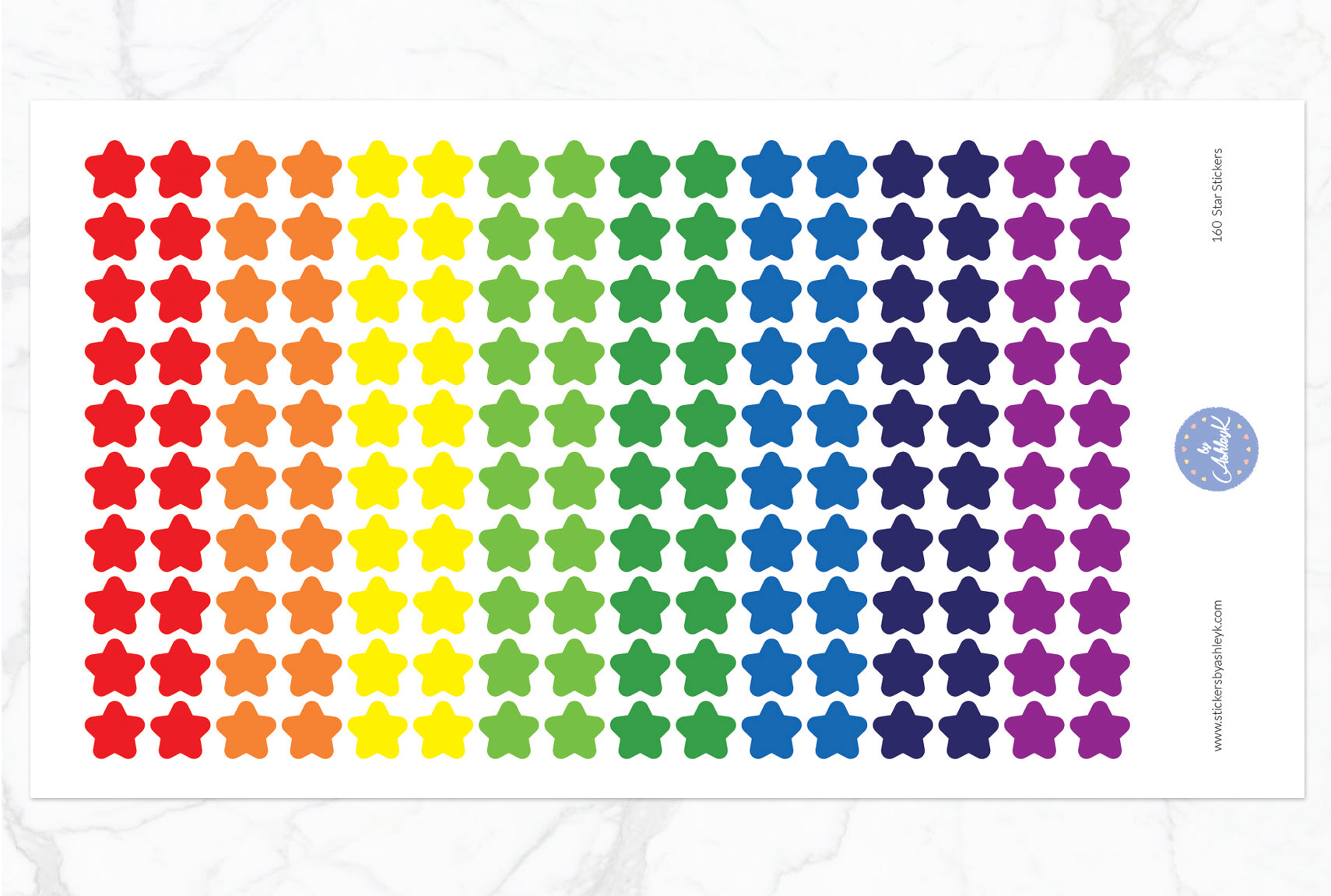 160 Star Stickers - Rainbow
