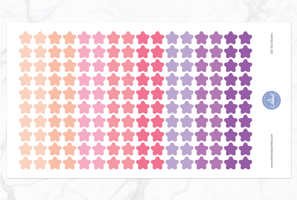 160 Star Stickers - Raspberry