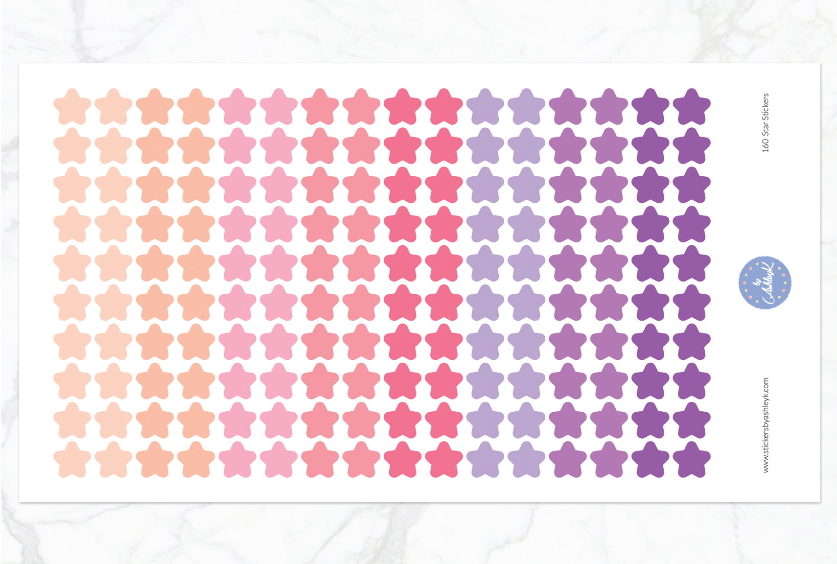 160 Star Stickers - Raspberry