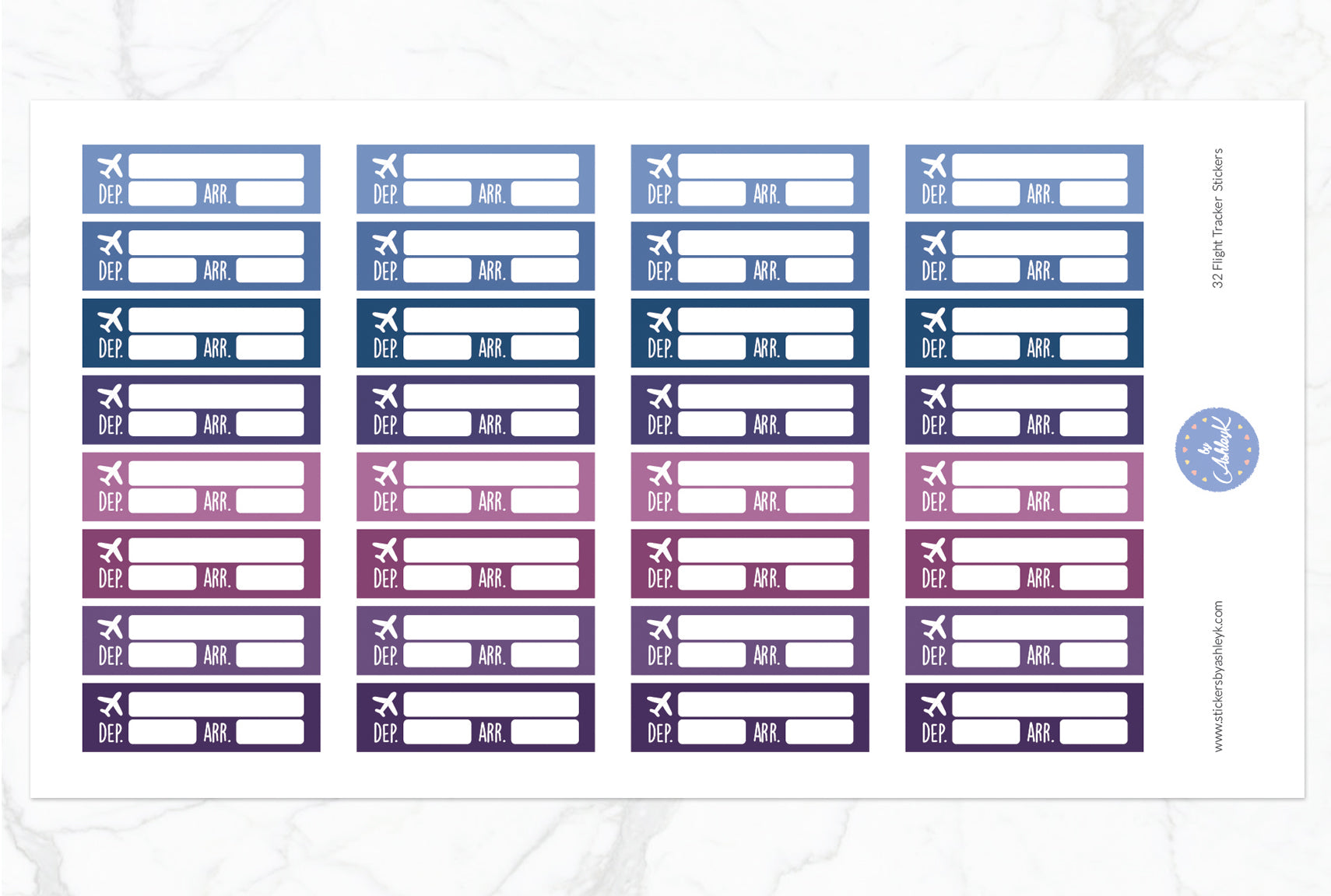 32 Flight Tracker Stickers - Blueberry