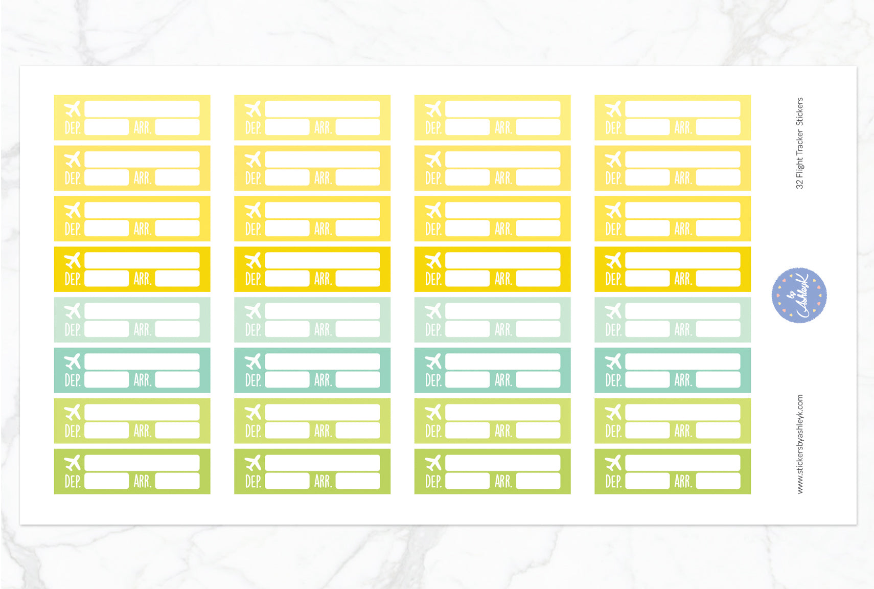 32 Flight Tracker Stickers - Lemon&Lime