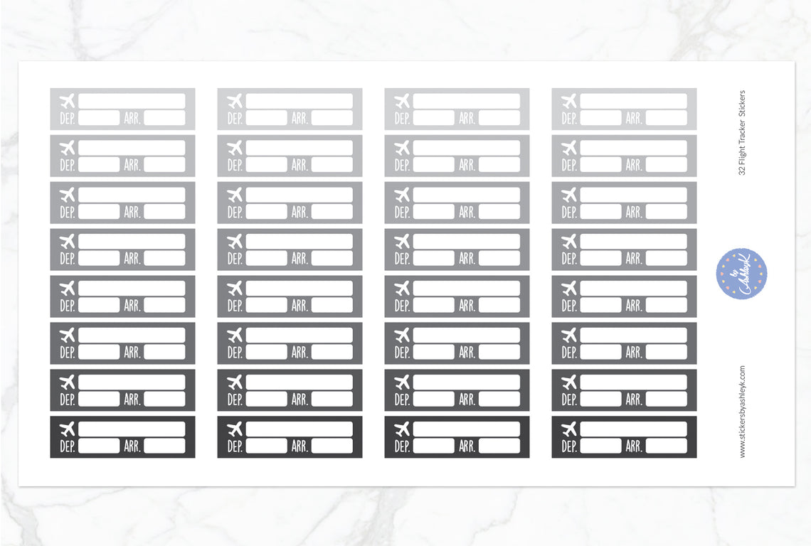 32 Flight Tracker Stickers - Monochrome