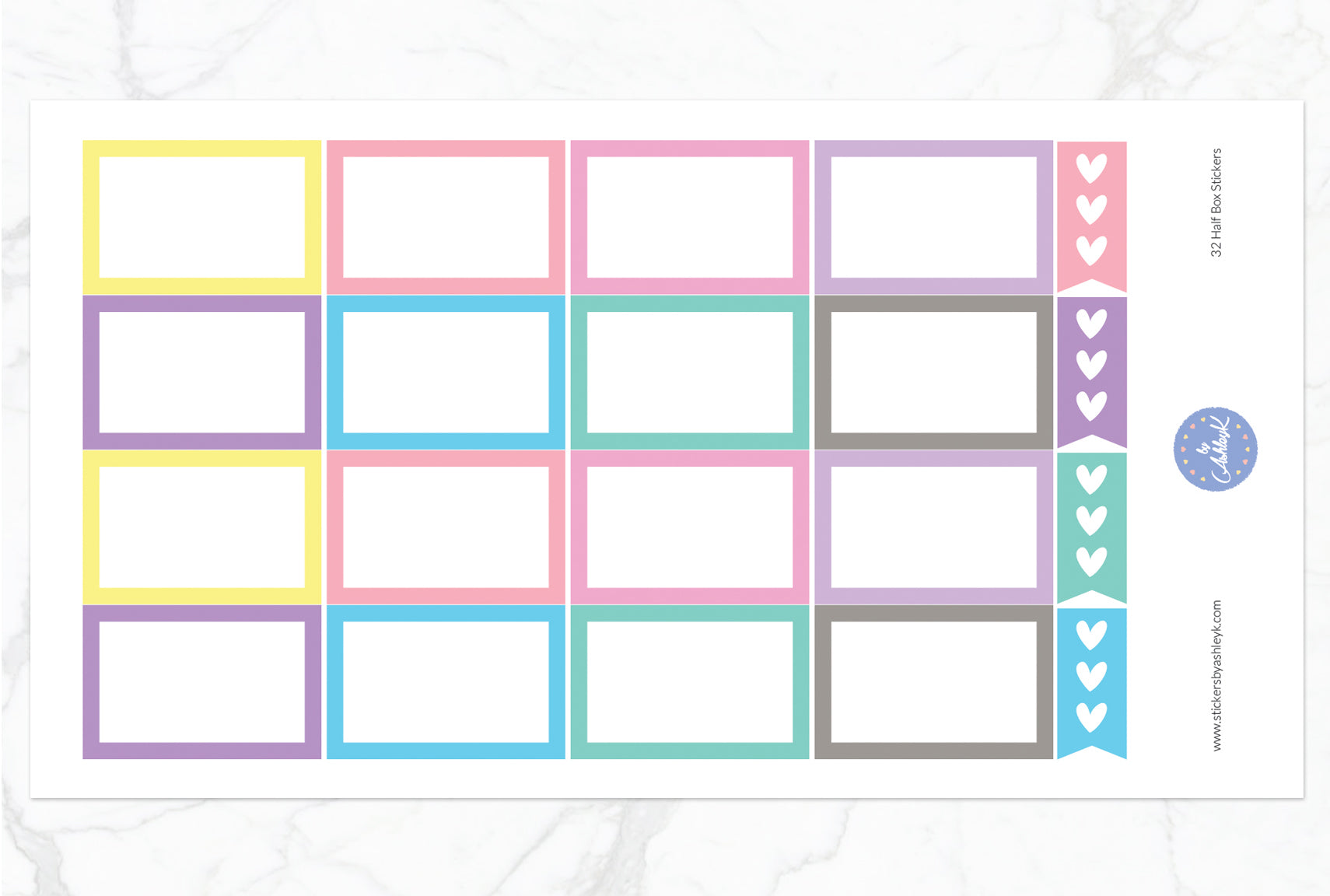16 Half Box Stickers - Pastel