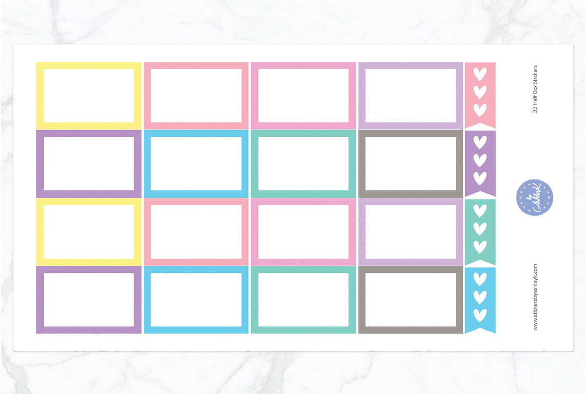 16 Half Box Stickers - Pastel