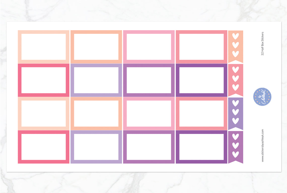 16 Half Box Stickers - Raspberry