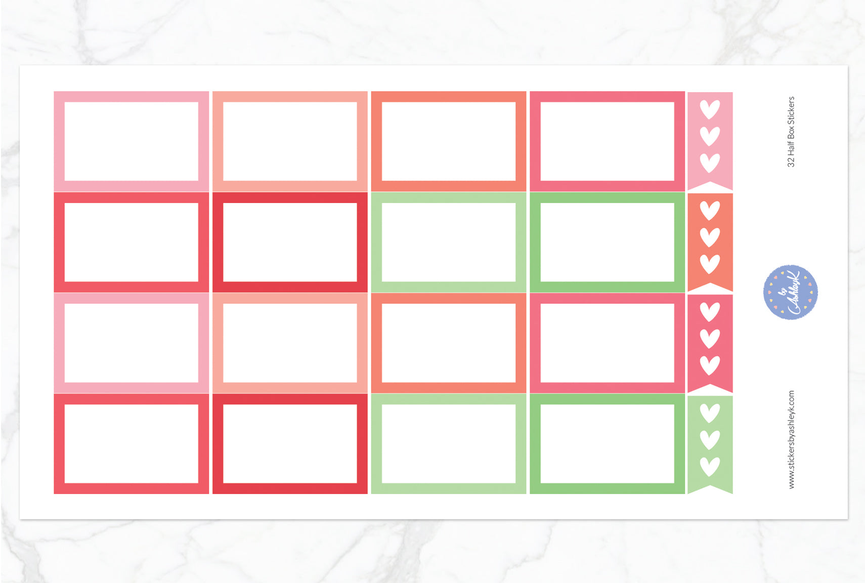 16 Half Box Stickers - Strawberry