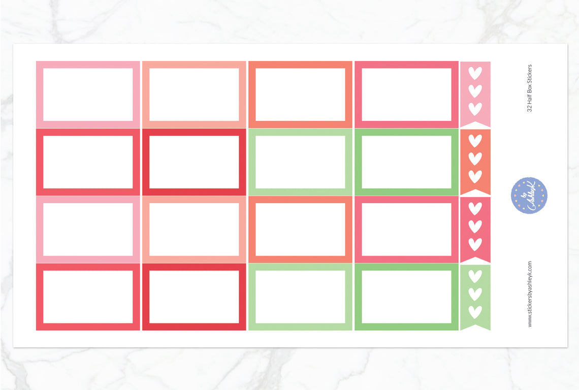 16 Half Box Stickers - Strawberry