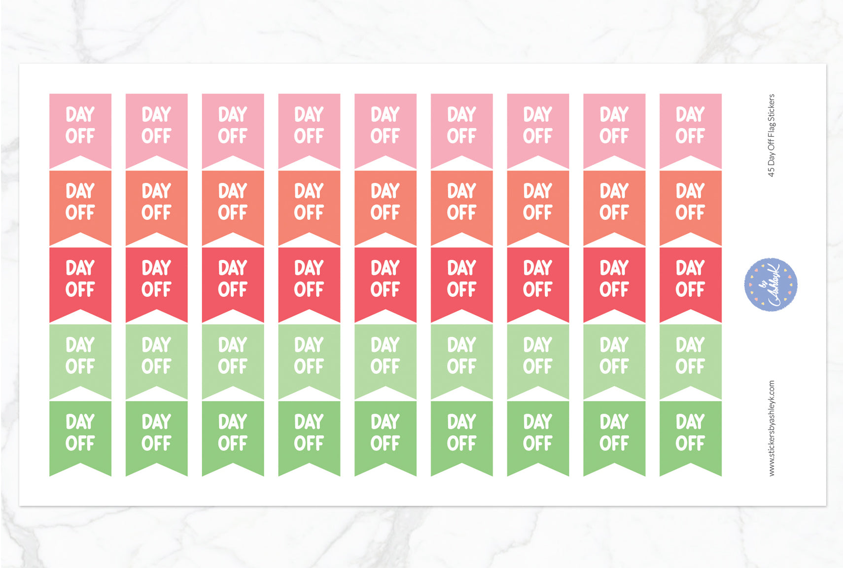45 Day Off Flag Stickers - Strawberry
