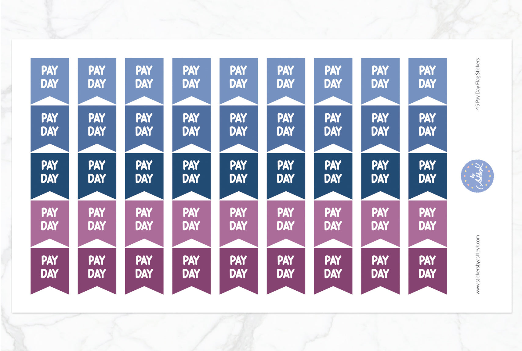 45 Pay Day Flag Stickers - Blueberry