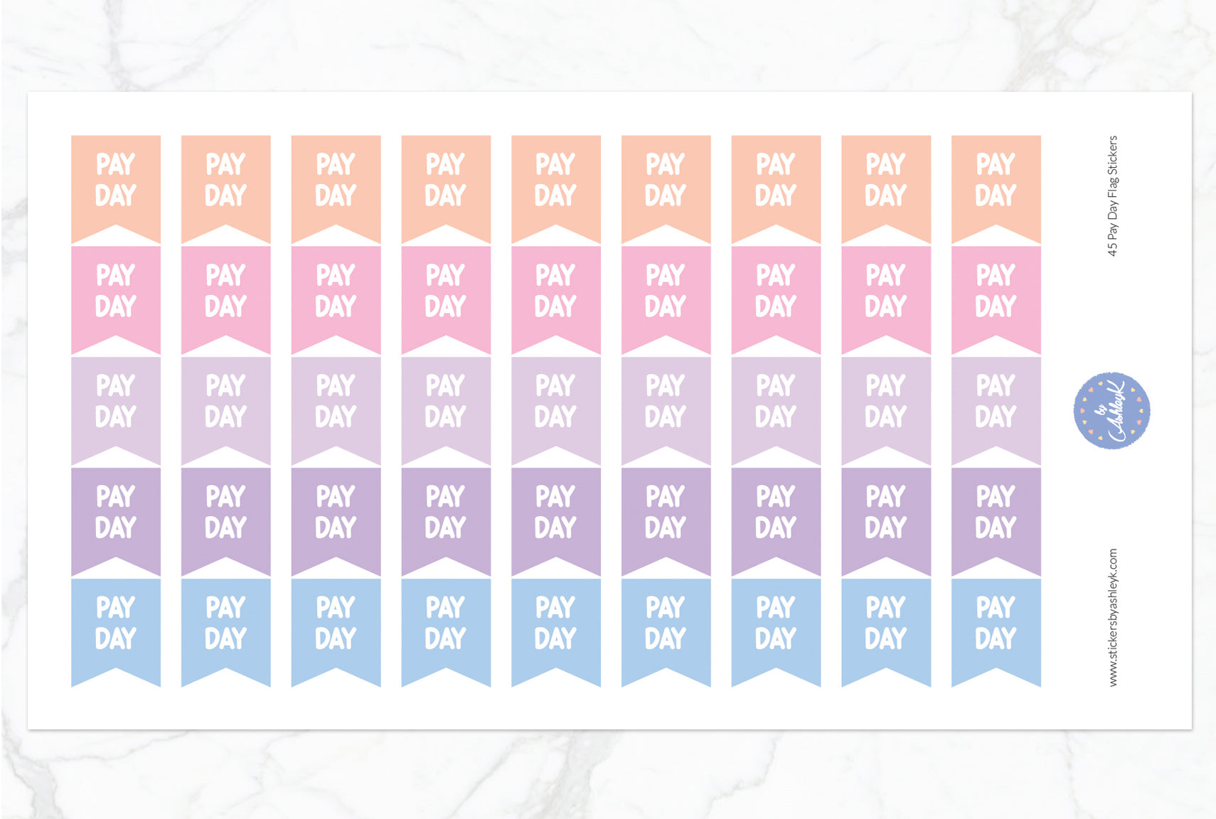 45 Pay Day Flag Stickers - Pastel Sunset