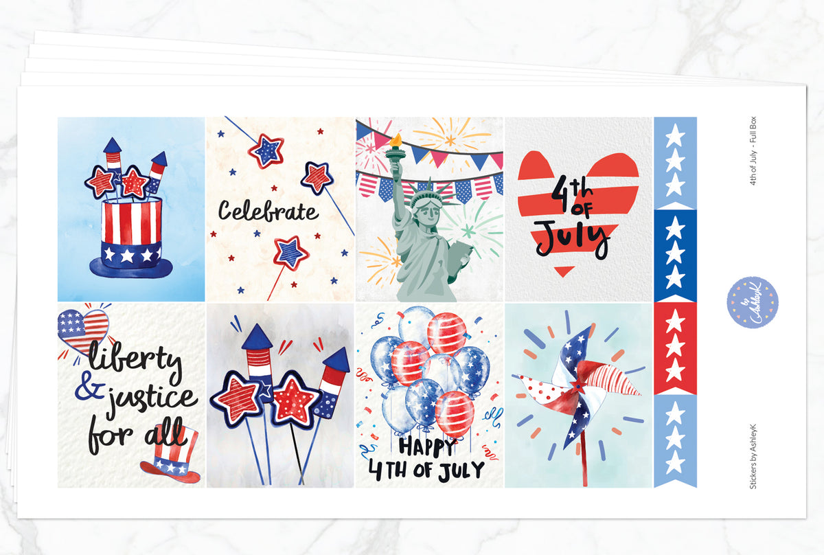 4th of July Weekly Kit - Erin Condren Planner Stickers – Stickers by ...