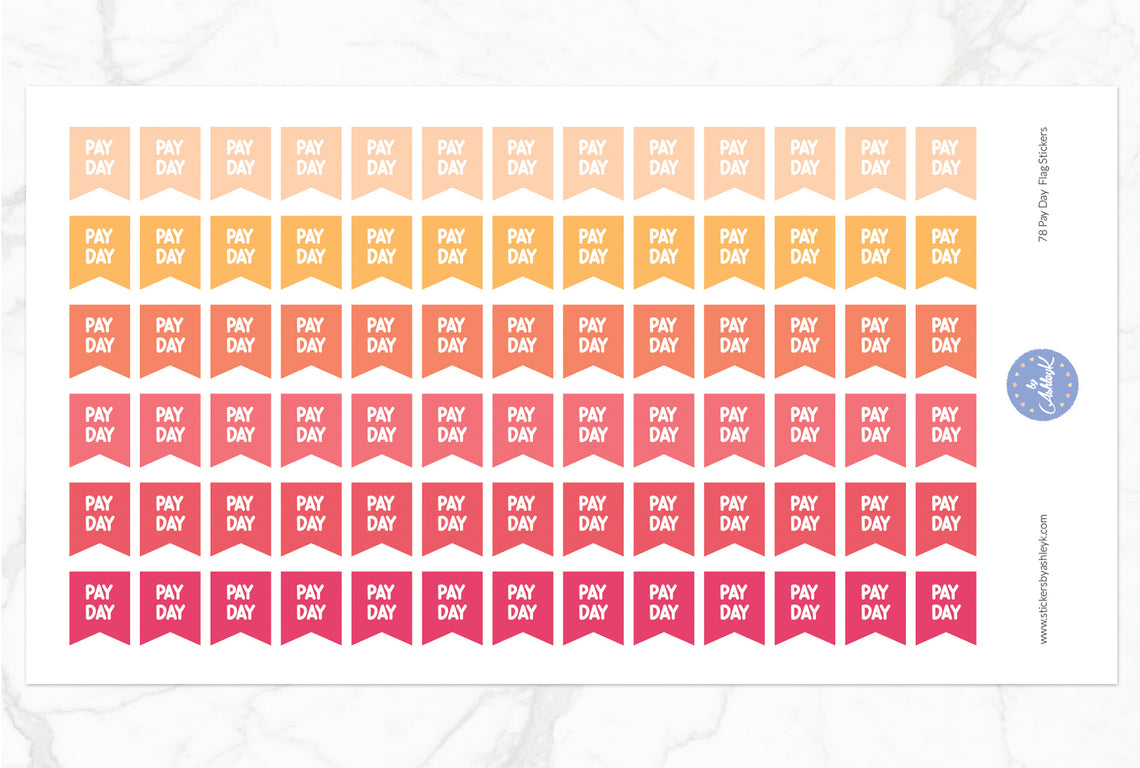 78 Pay Day Flag Stickers - Peach