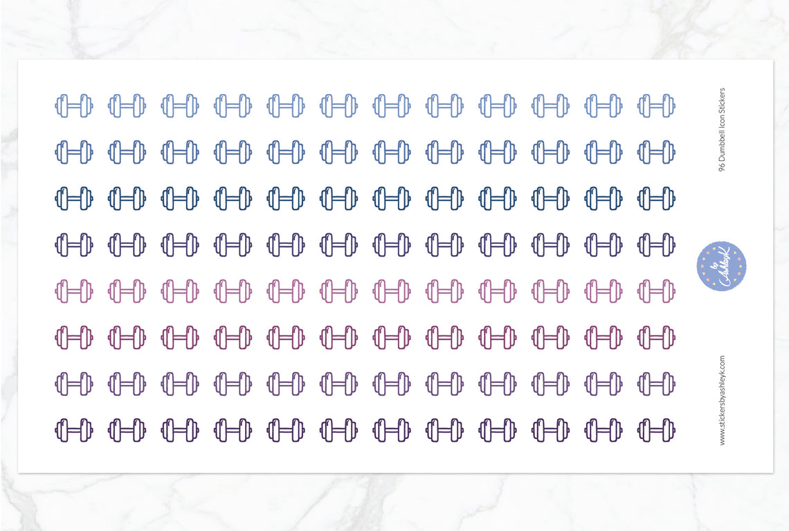 96 Dumbbell Icon Stickers - Blueberry