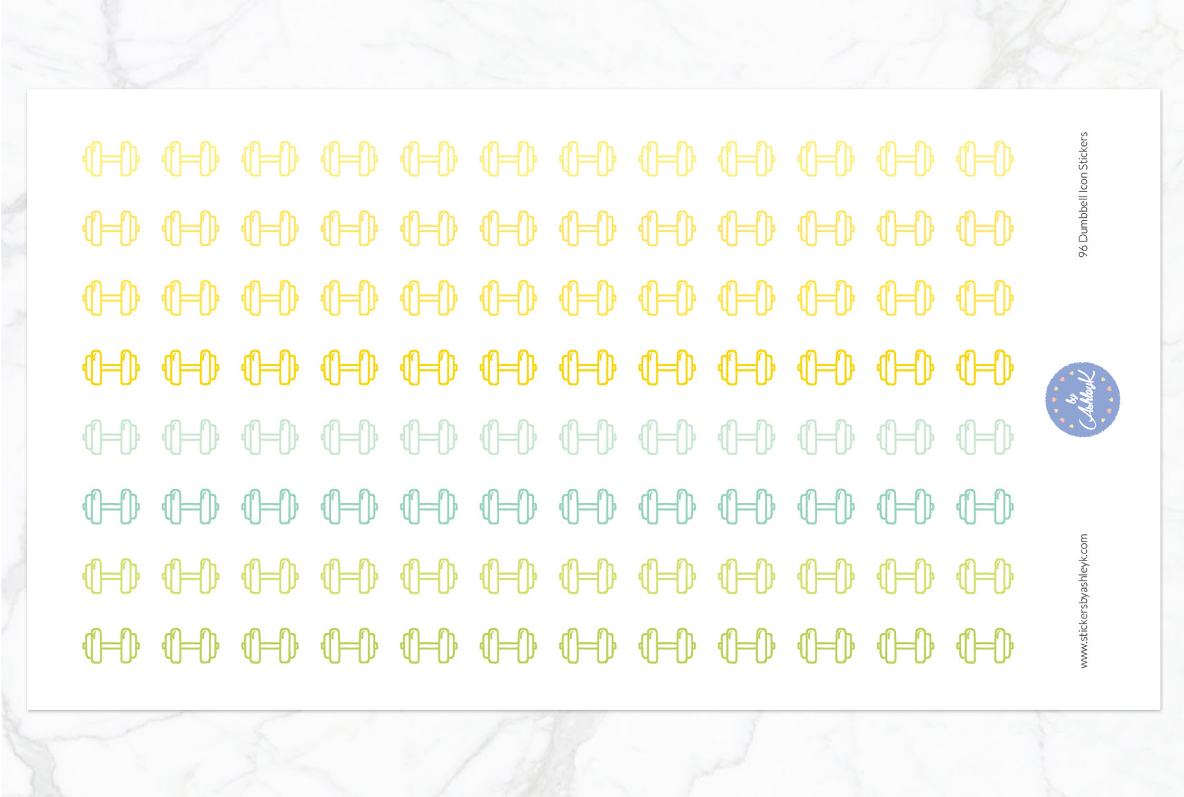 96 Dumbbell Icon Stickers - Lemon&Lime