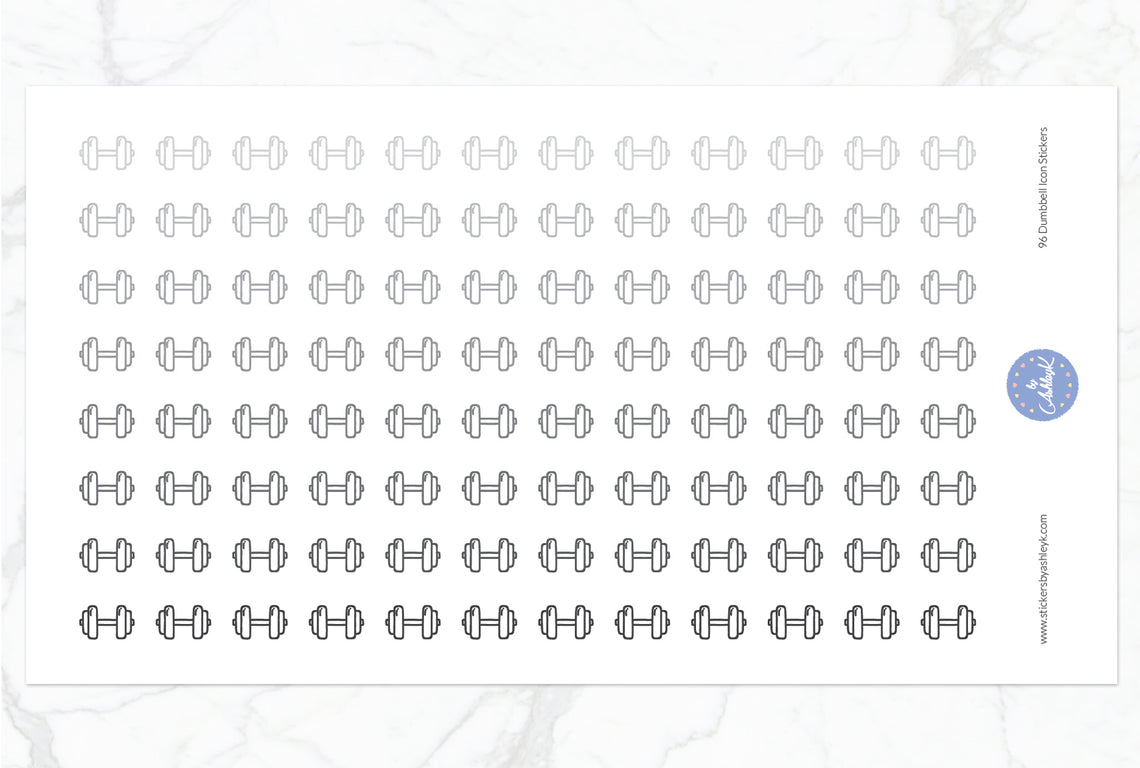 96 Dumbbell Icon Stickers - Monochrome