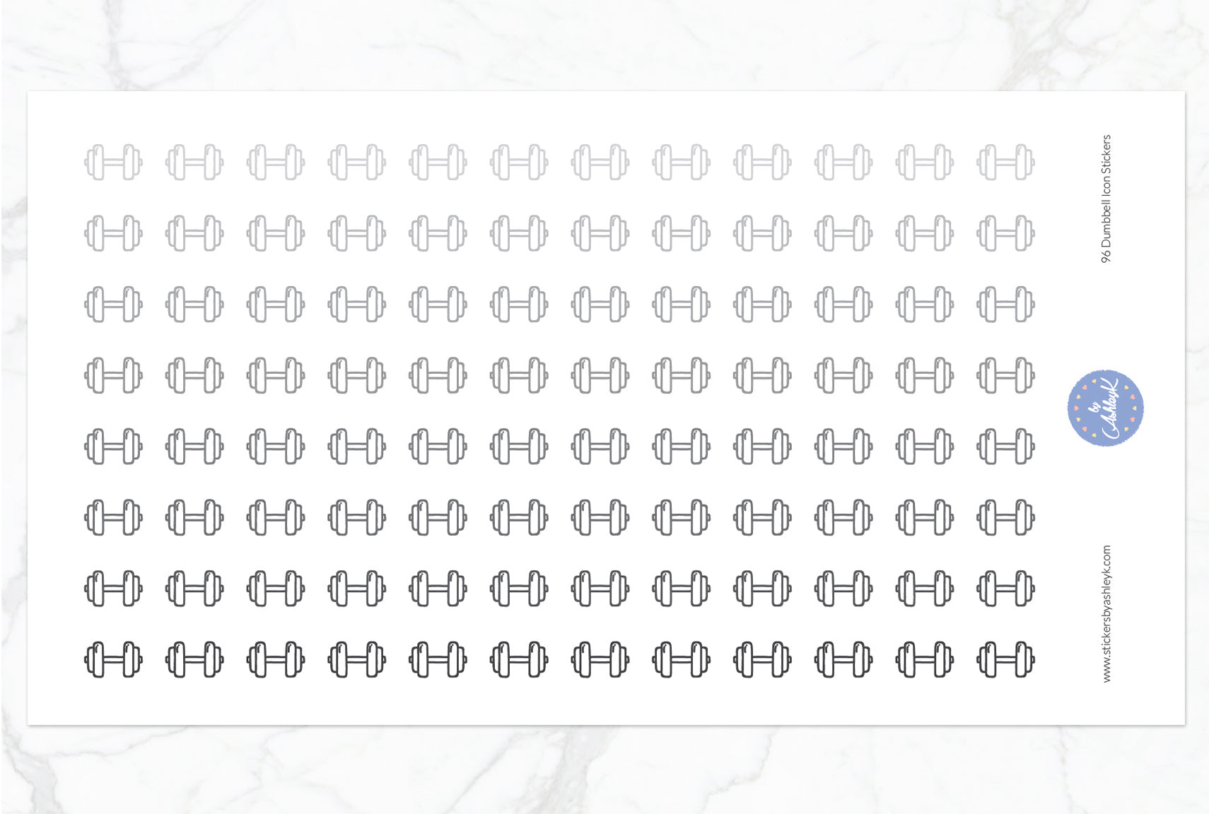 96 Dumbbell Icon Stickers - Monochrome