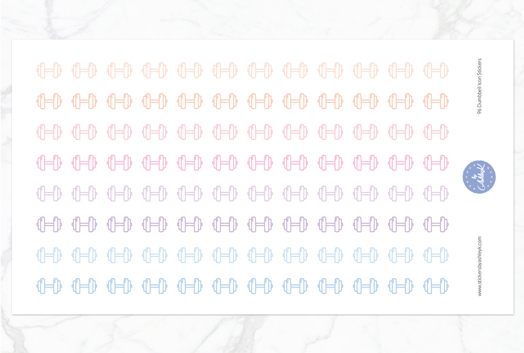 96 Dumbbell Icon Stickers - Pastel Sunset