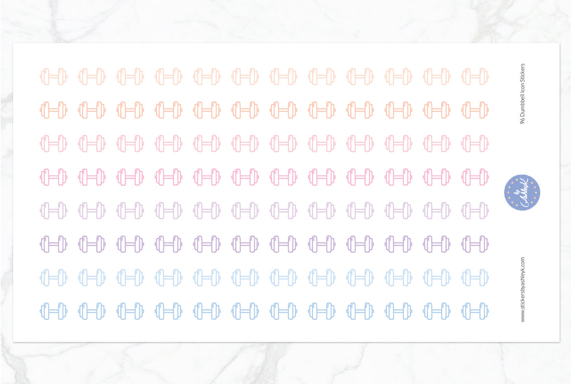 96 Dumbbell Icon Stickers - Pastel Sunset