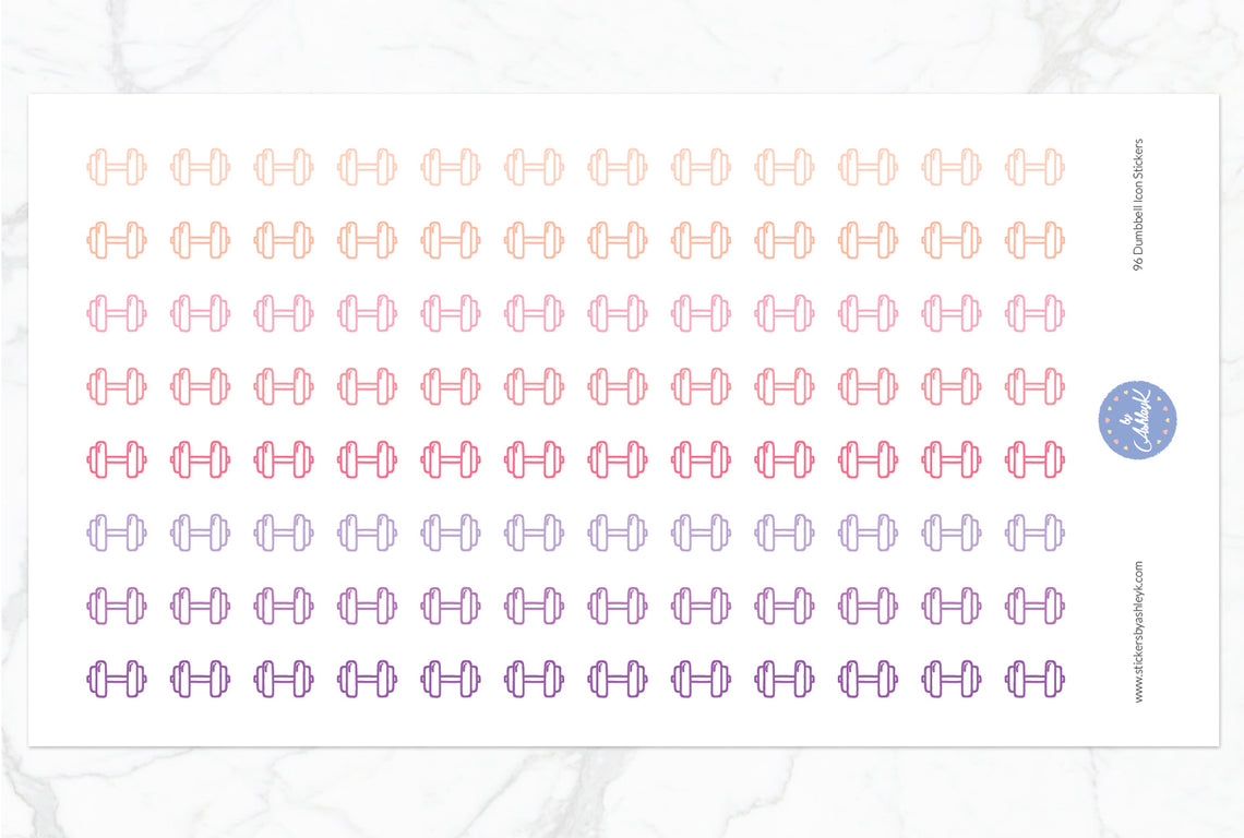 96 Dumbbell Icon Stickers - Raspberry