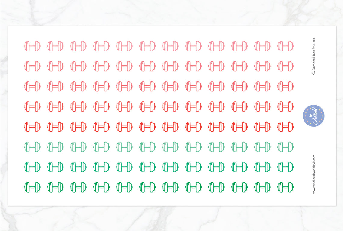 96 Dumbbell Icon Stickers - Watermelon
