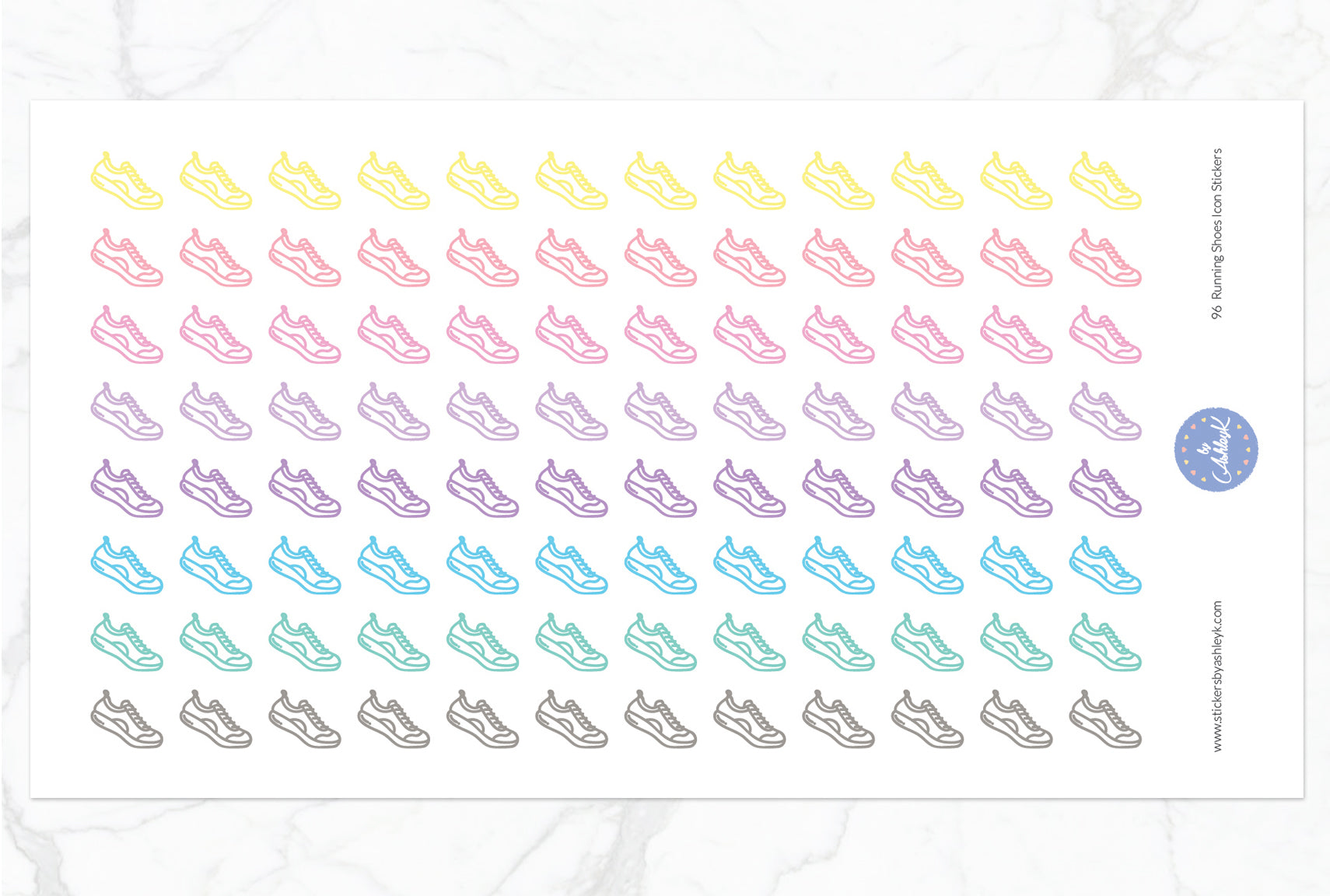 96 Running Shoes Icon Stickers - Pastel