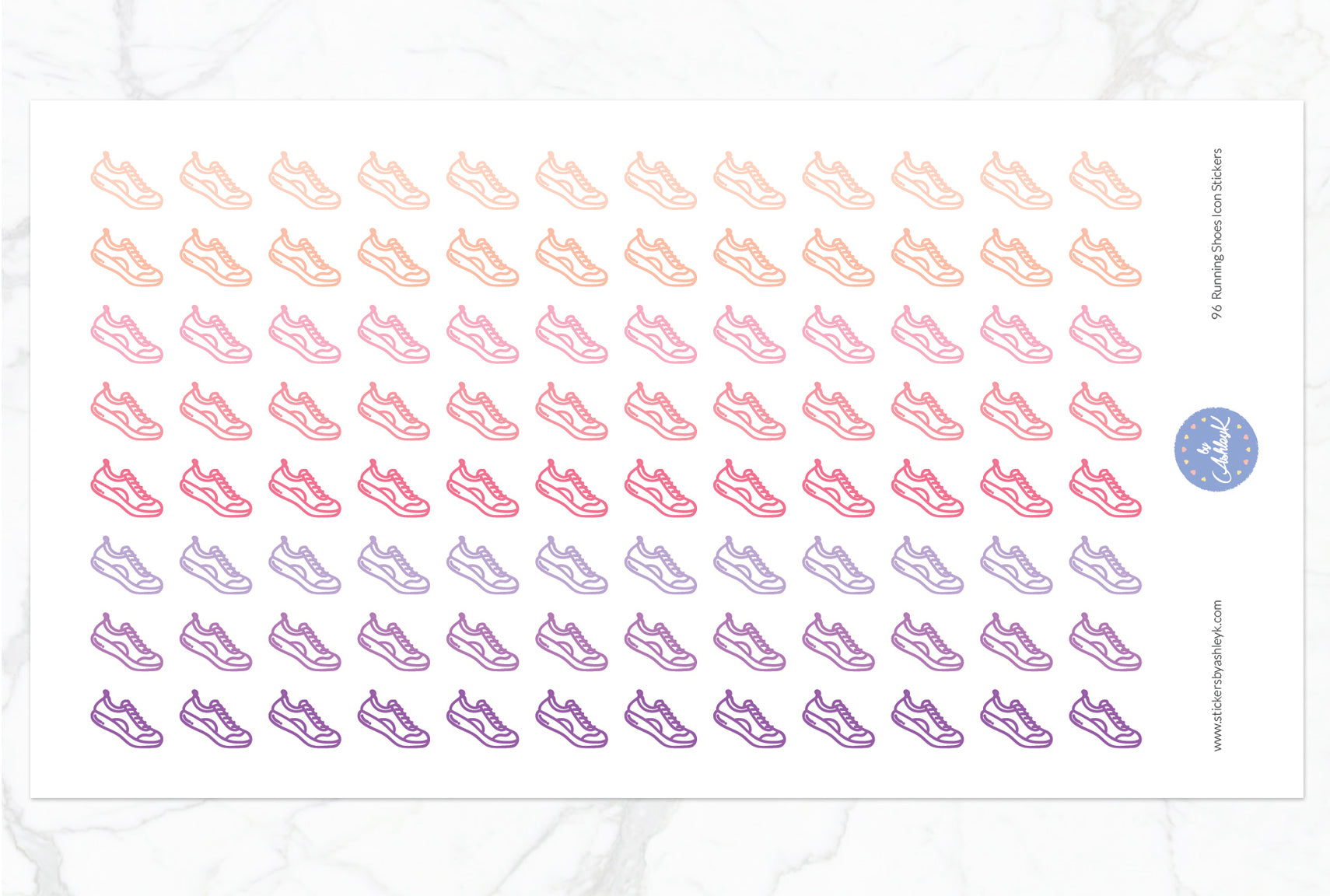 96 Running Shoes Icon Stickers - Raspberry