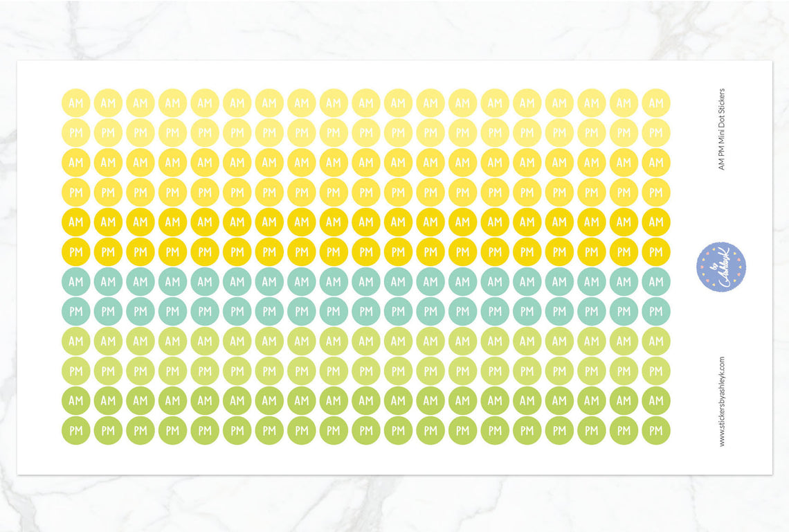 228 AM PM Mini Dot Stickers - Lemon&Lime