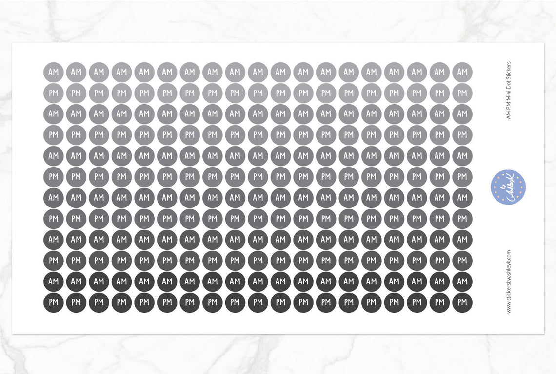 228 AM PM Mini Dot Stickers - Monochrome