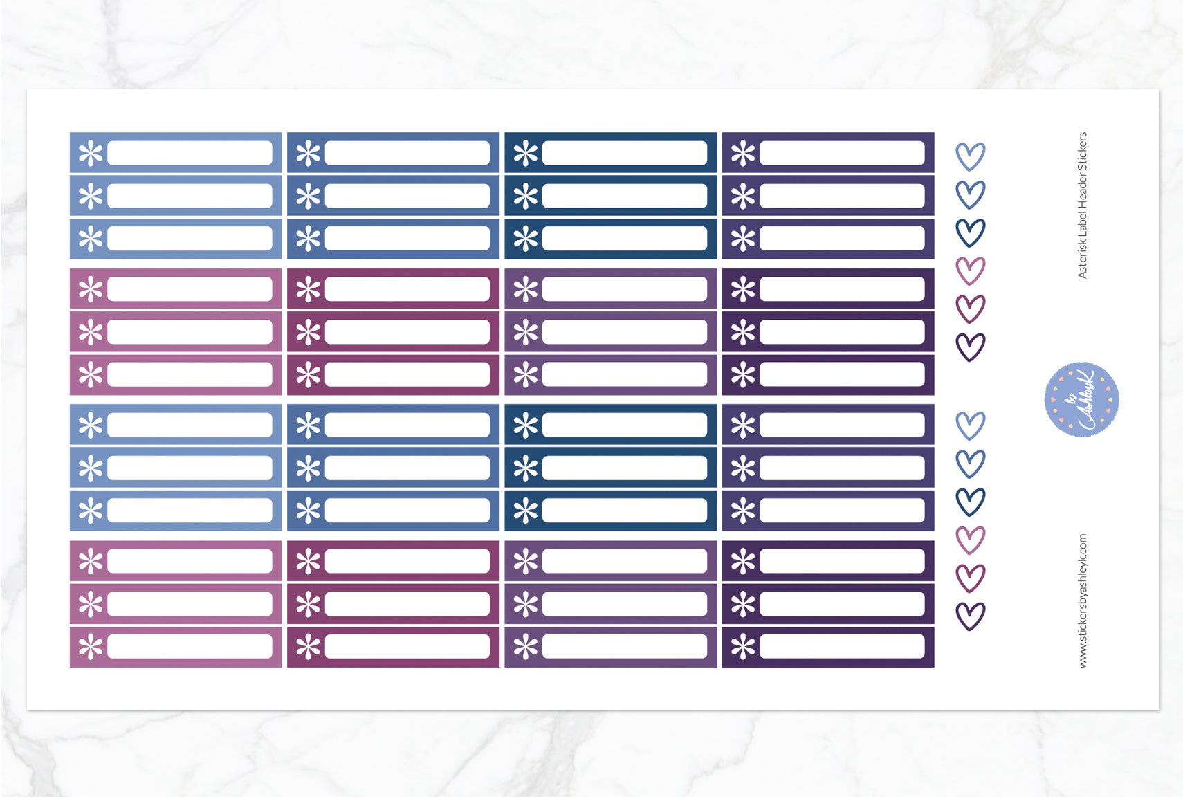 Asterisk Label Header Stickers - Blueberry