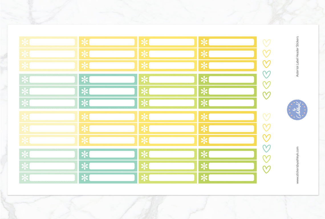 Asterisk Label Header Stickers - Lemon&Lime