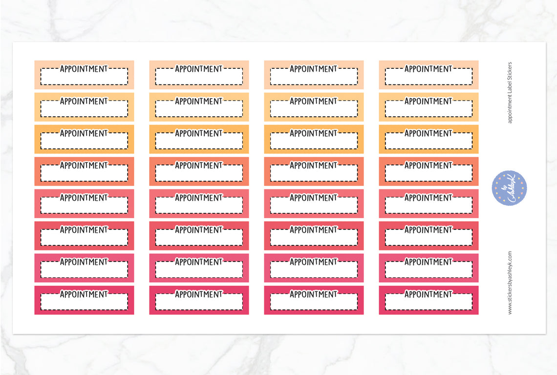 Appointment Label Stickers - Peach