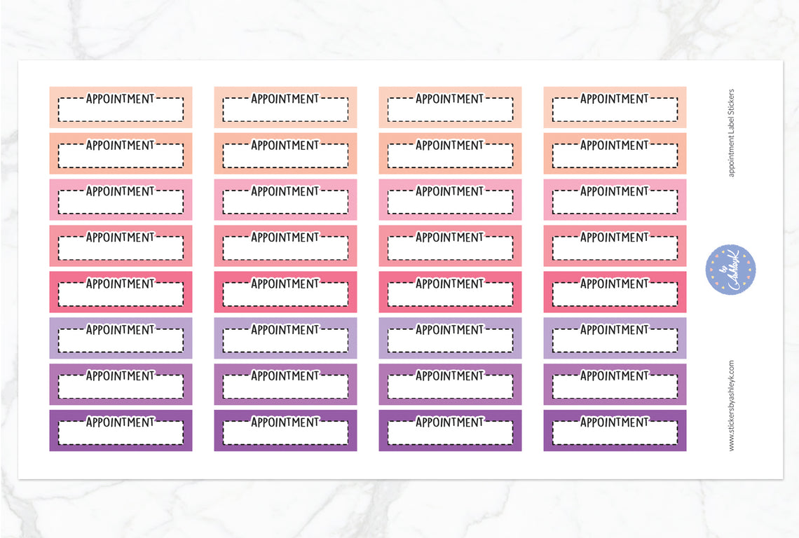 Appointment Label Stickers - Raspberry