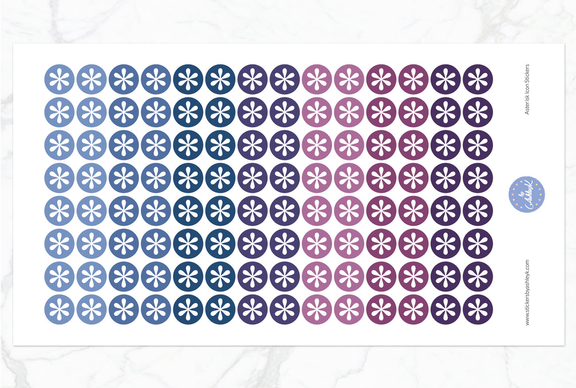 Asterisk Icon Round Stickers - Blueberry