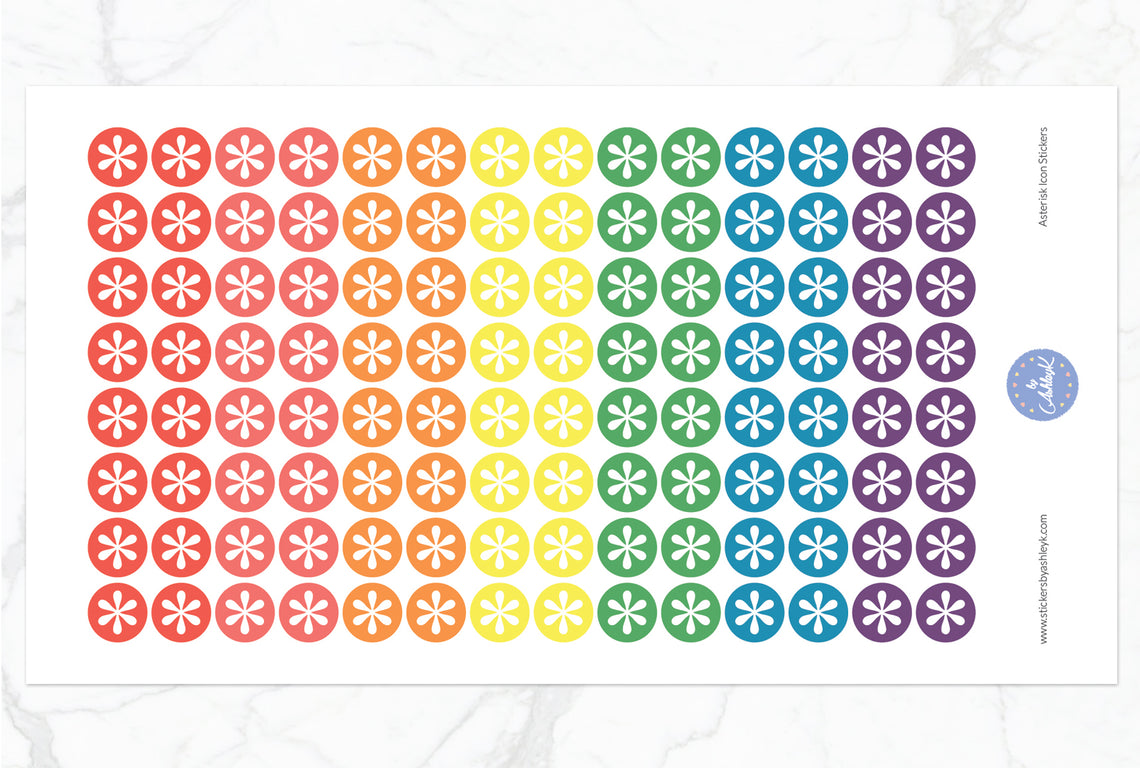 Asterisk Icon Round Stickers - Pastel Rainbow